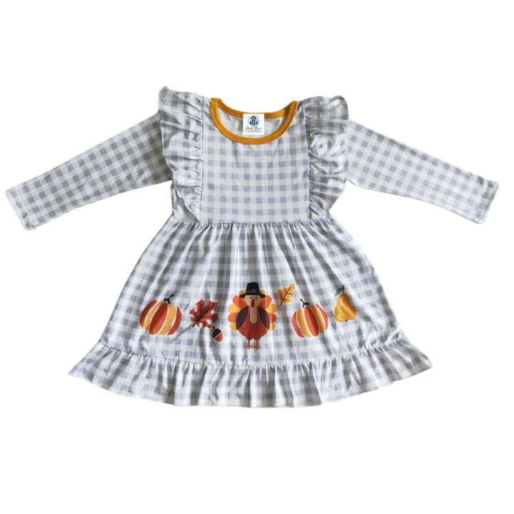 GREY PLAID THANKSGIVING DRESS