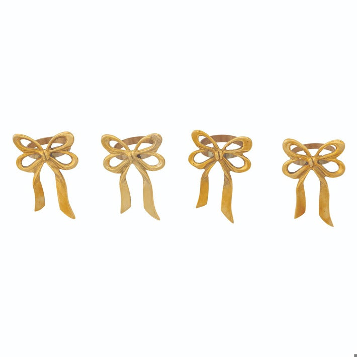 GOLD BOW NAPKIN RINGS SET