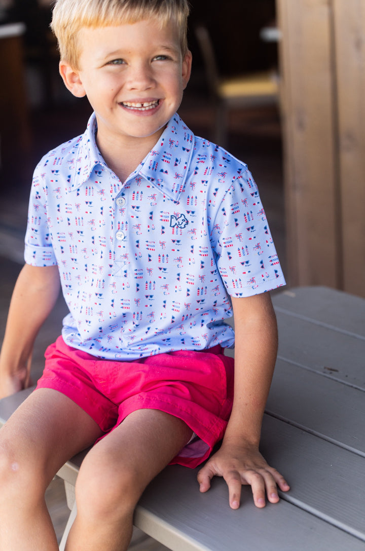 WINDSURFER FOURTH PRINT BOYS' PRO PERFORMANCE POLO