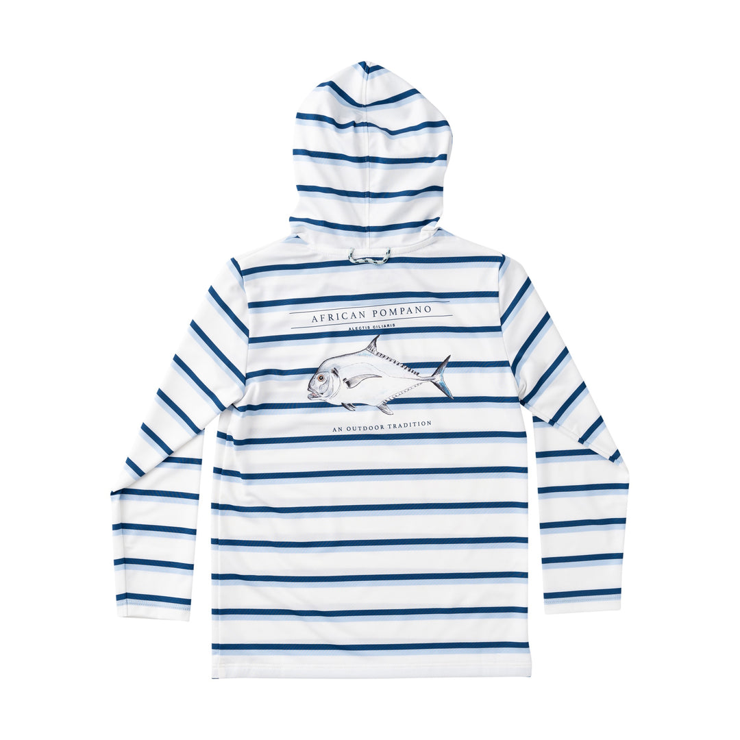 WINDSURFER NAVY PEONY STRIPE KIDS' PRO PERFORMANCE HOODIE