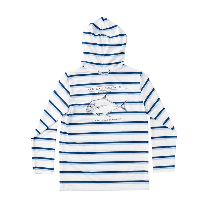 WINDSURFER NAVY PEONY STRIPE KIDS' PRO PERFORMANCE HOODIE