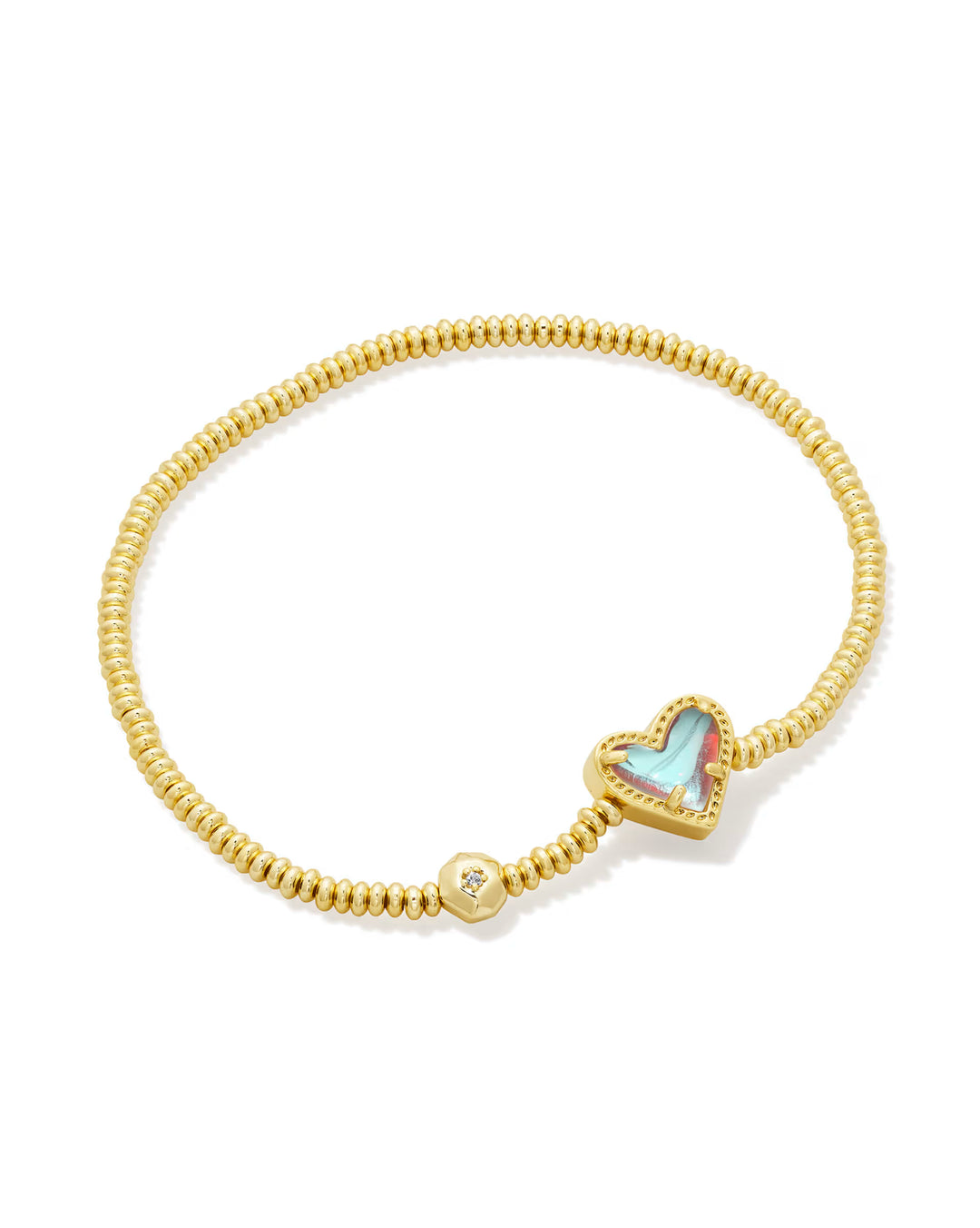 ARI HEART STRETCH BRACELET, GOLD DICHROIC GLASS