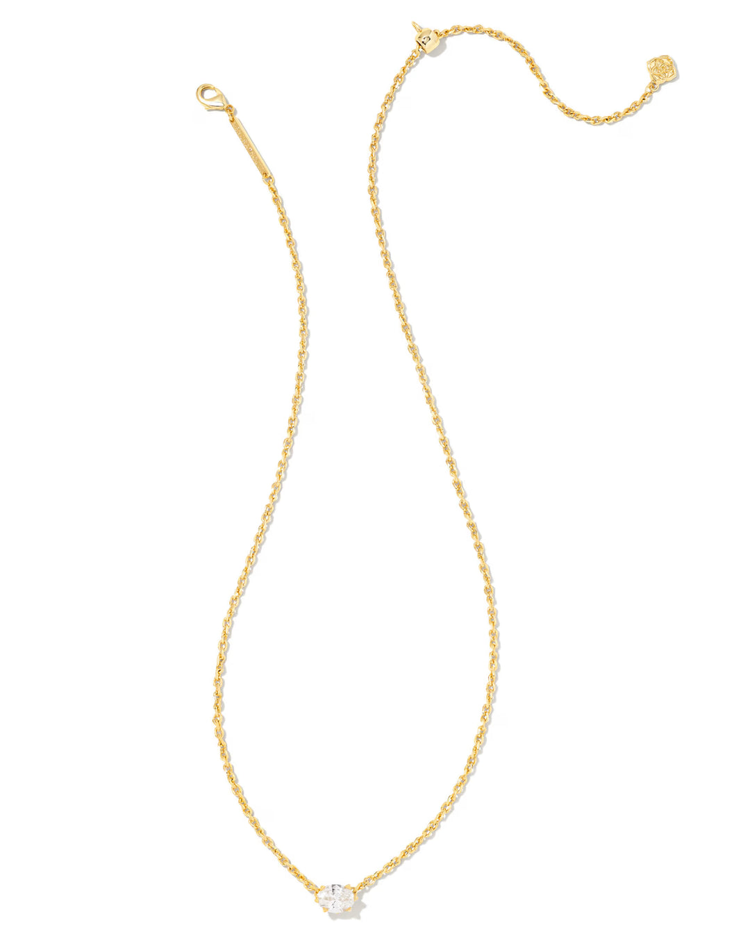 CAILIN CRYSTAL PENDANT NECKLACE, GOLD METAL WHITE CZ
