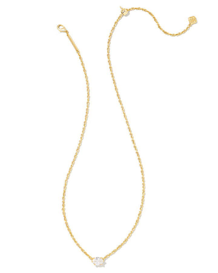 CAILIN CRYSTAL PENDANT NECKLACE, GOLD METAL WHITE CZ