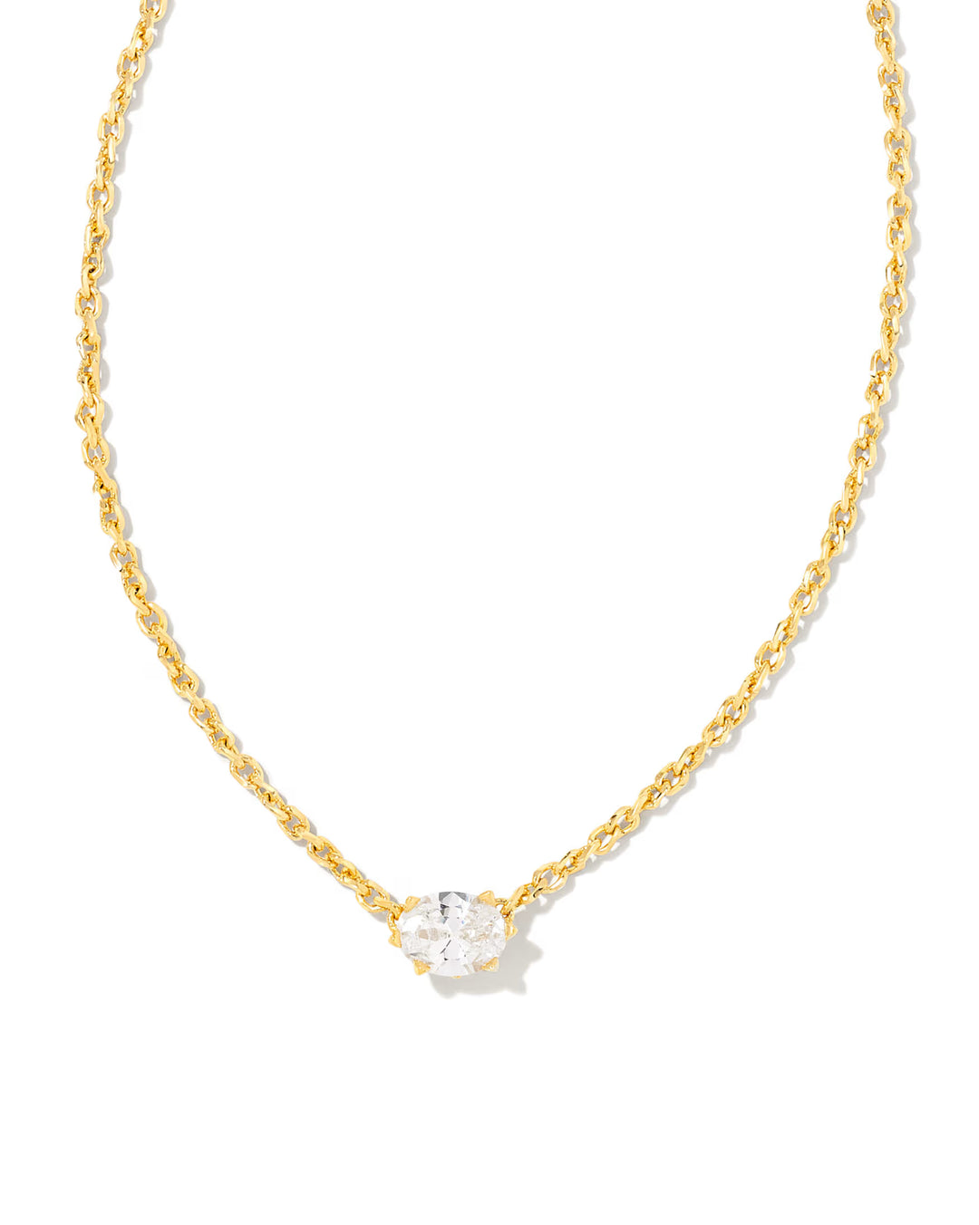 CAILIN CRYSTAL PENDANT NECKLACE, GOLD METAL WHITE CZ