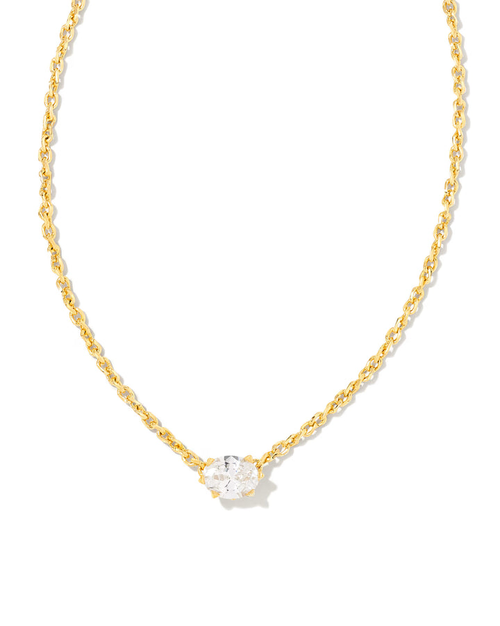 CAILIN CRYSTAL PENDANT NECKLACE, GOLD METAL WHITE CZ