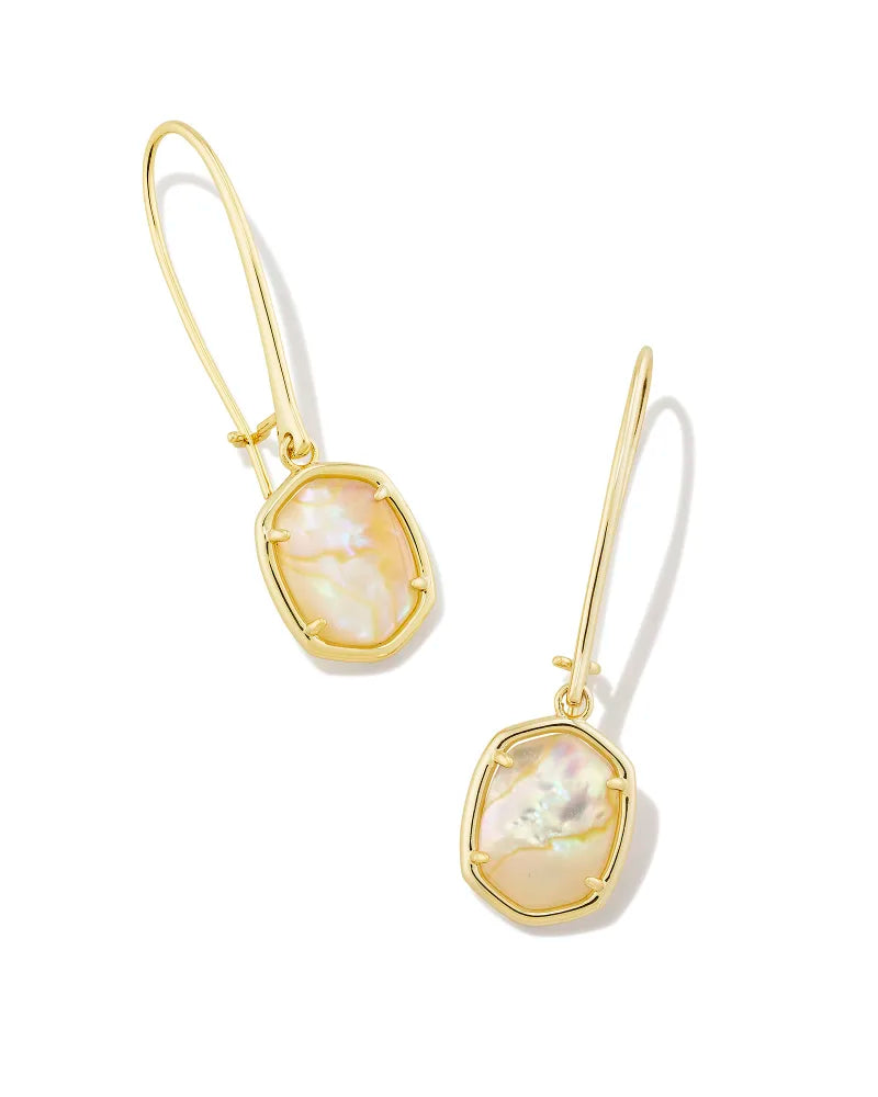 DAPHNE WIRE DROP EARRINGS, GOLD IRIDESCENT ABALONE