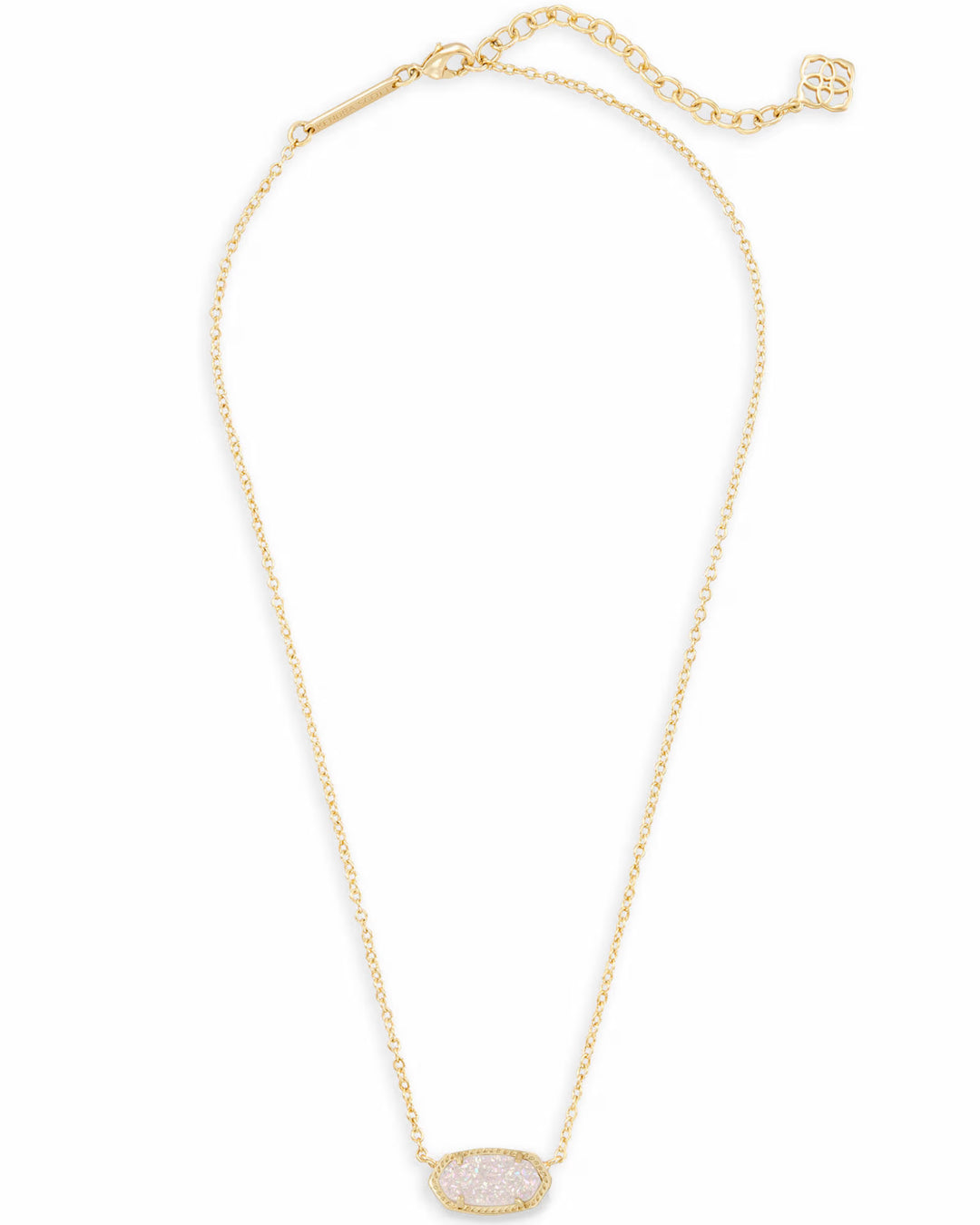 ELISA SHORT PENDANT NECKLACE, GOLD IRIDESCENT DRUSY
