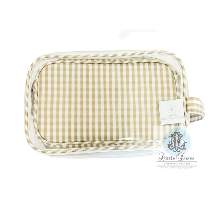 GINGHAM KHAKI CLEAR DUO BAG