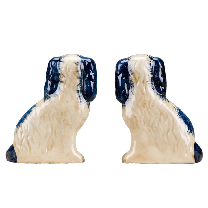 BLUE STAFFORDSHIRE SMALL DOG PAIR