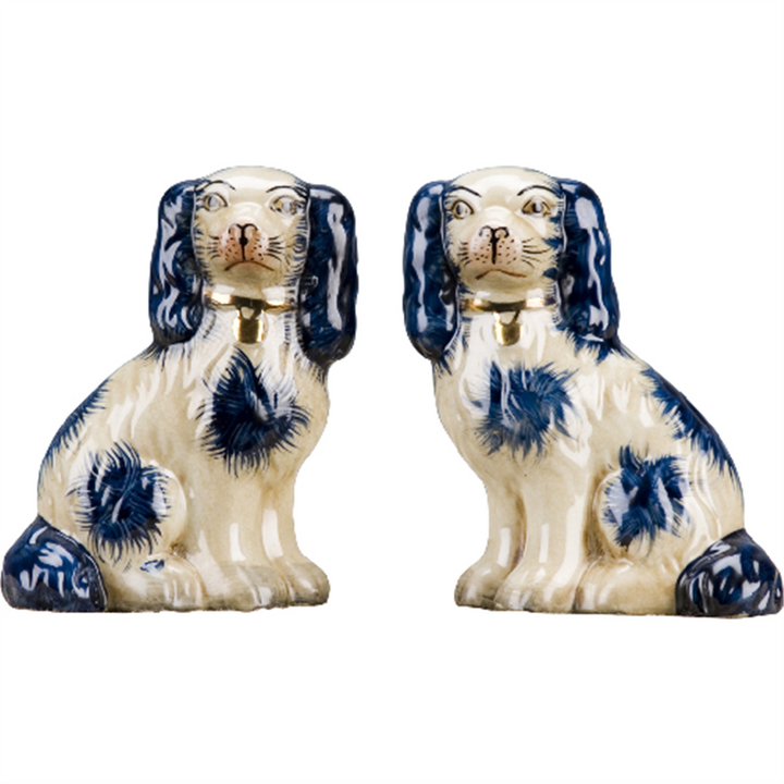 BLUE STAFFORDSHIRE SMALL DOG PAIR