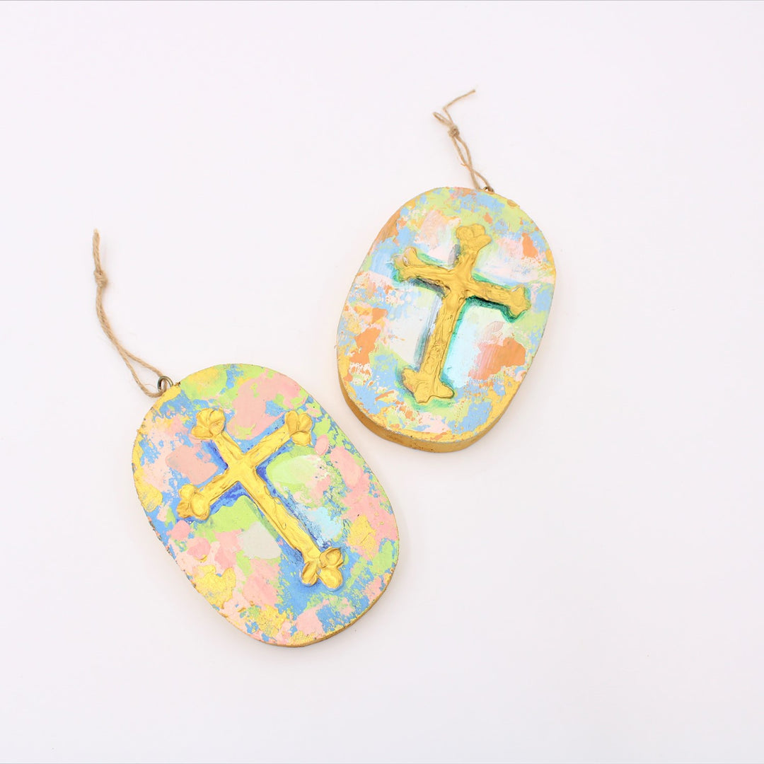 ABSTRACT GOLD CROSS ORNAMENT
