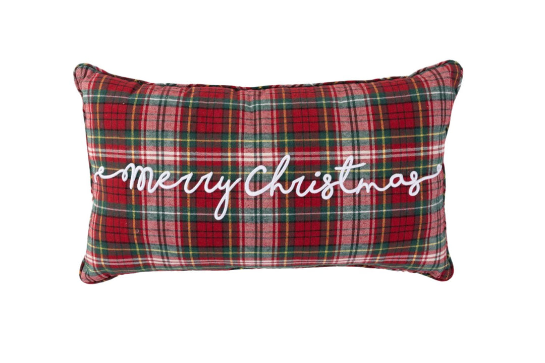 tartan plaid merry christmas pillow