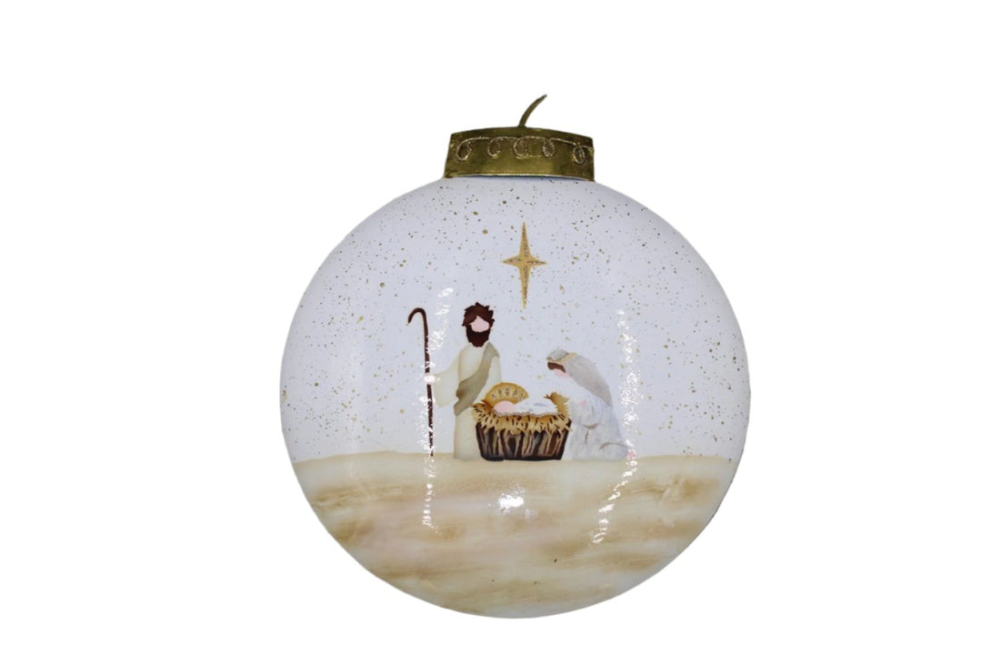 neutral nativity ornament