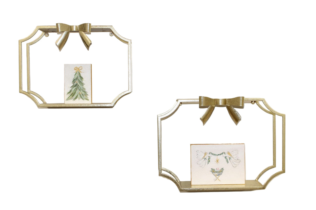 gold bow wall shelves