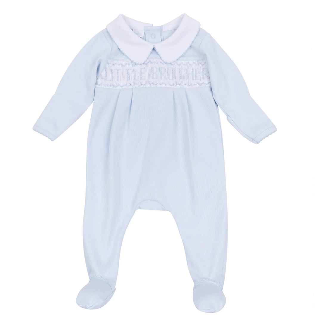 LITTLE BROTHER LIGHT BLUE SMOCKED FOOTIE