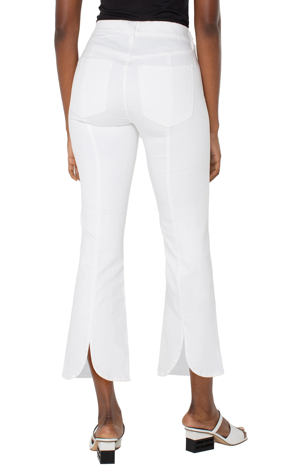 LIVERPOOL: GIA GLIDER CROP FLARE WITH TULIP BACK SLIT | BRIGHT WHITE