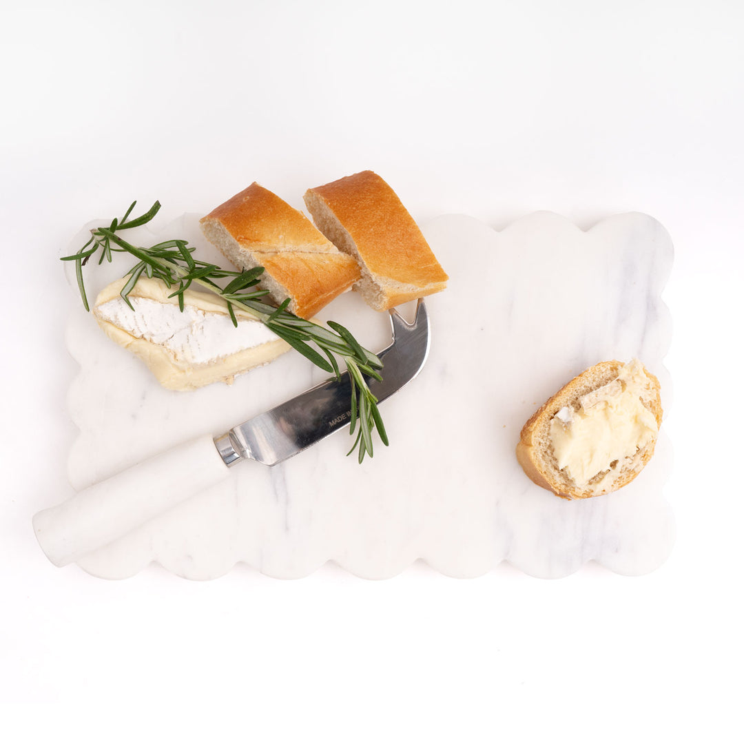 SCALLOPED MARBLE TRAY & KNIFE SET