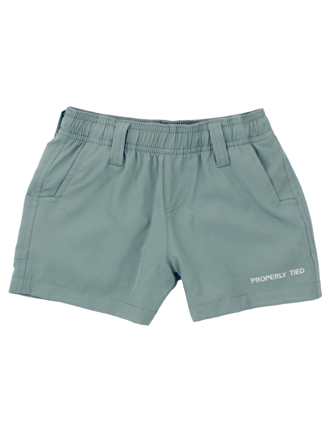 Moss Properly Tied boys shorts with elastic waistband, belt loops, and front pockets, classic southern style kids shorts