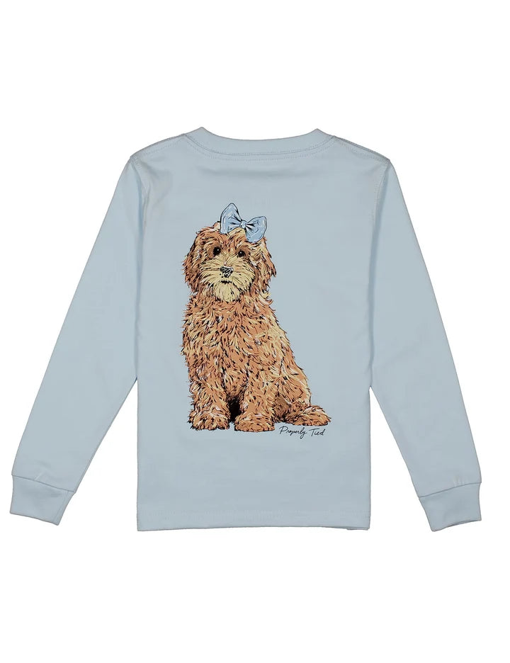 GOLDENDOODLE PERIWINKLE GIRLS LONG SLEEVE TEE