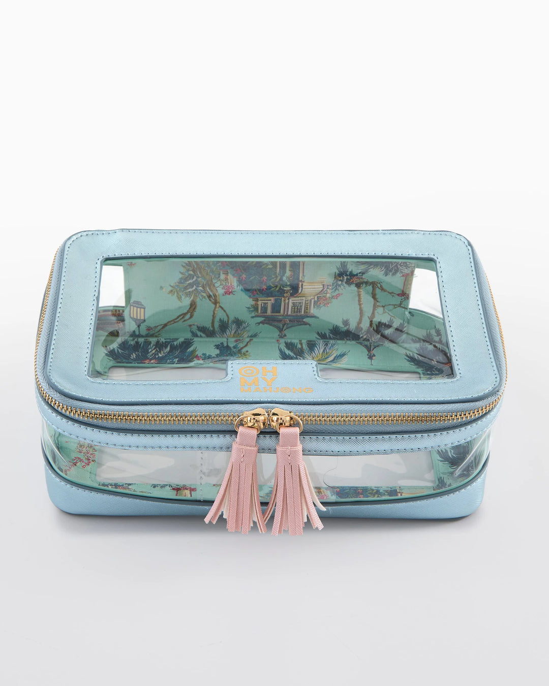 Oh My Mahjong Metallic Light Blue Tile Storage Bag mahjong tile storage bag for organized game night accessories | Walker Boutique