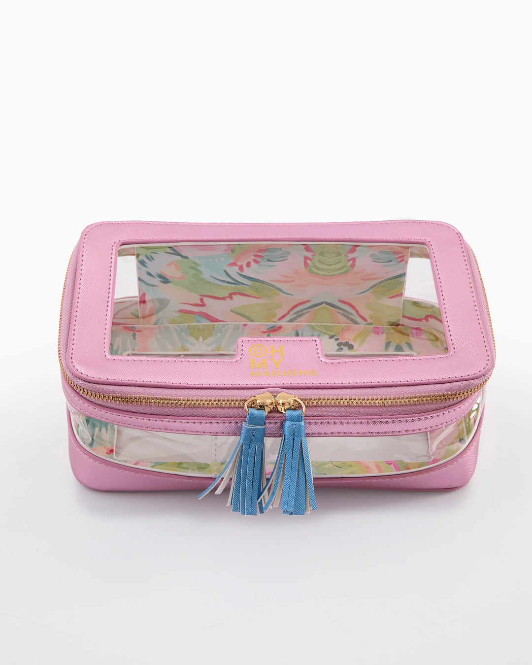 Oh My Mahjong Metallic Light Pink Tile Storage Bag mahjong tile storage bag for organized game night accessories | Walker Boutique