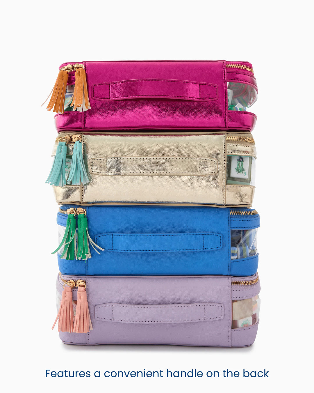 Oh My Mahjong Metallic Pink Tile Storage Bag mahjong tile storage bag for organized game night accessories | Walker Boutique
