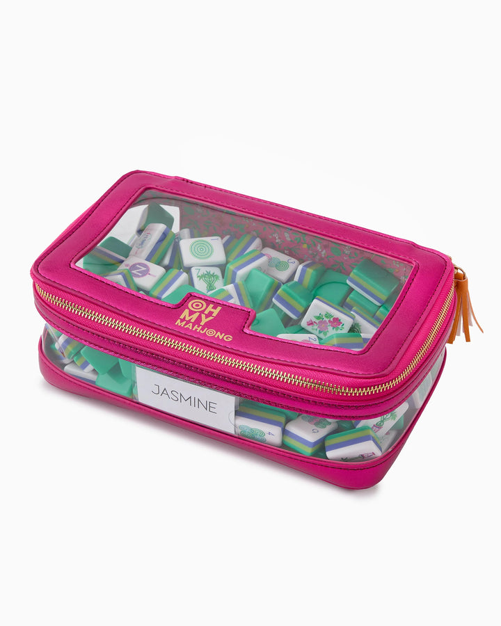 Oh My Mahjong Metallic Pink Tile Storage Bag mahjong tile storage bag for organized game night accessories | Walker Boutique
