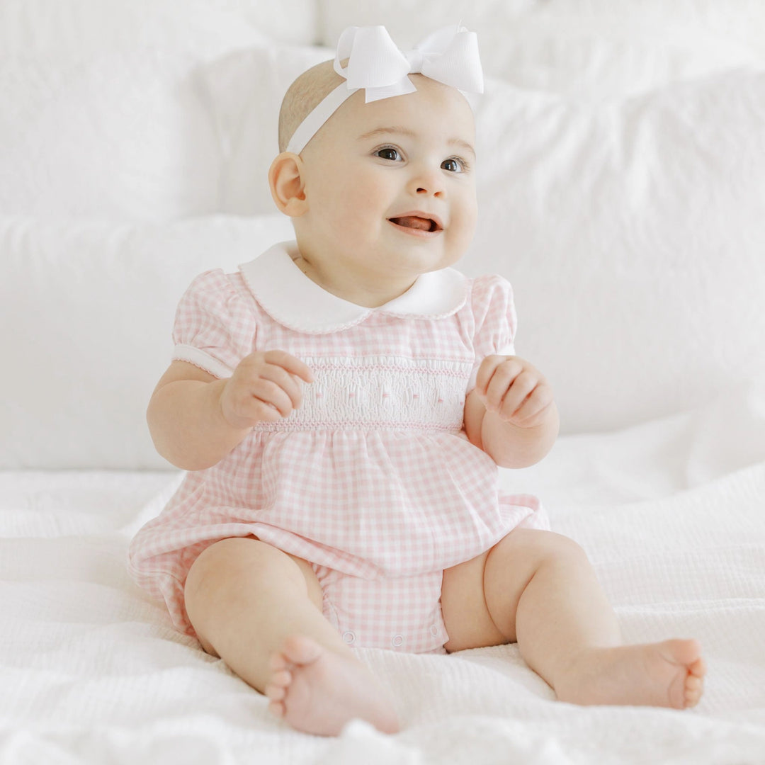 MINI CHECKS PINK SMOCKED BUBBLE
