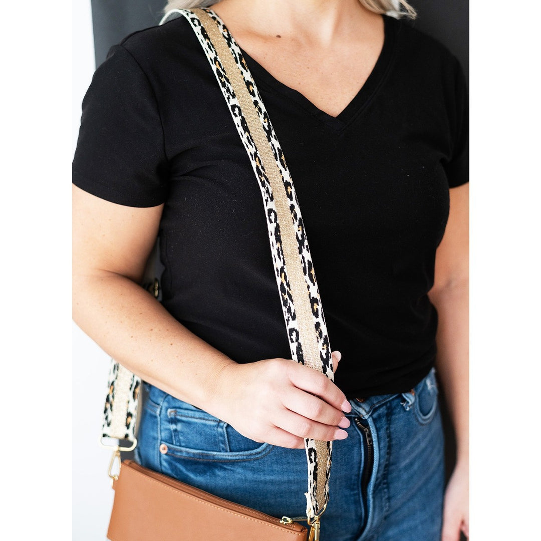 GOLD LEOPARD STRIPE CROSSBODY STRAP