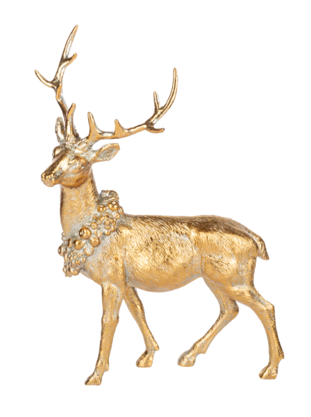 GOLD DEER WITH WREATH FIGURINE