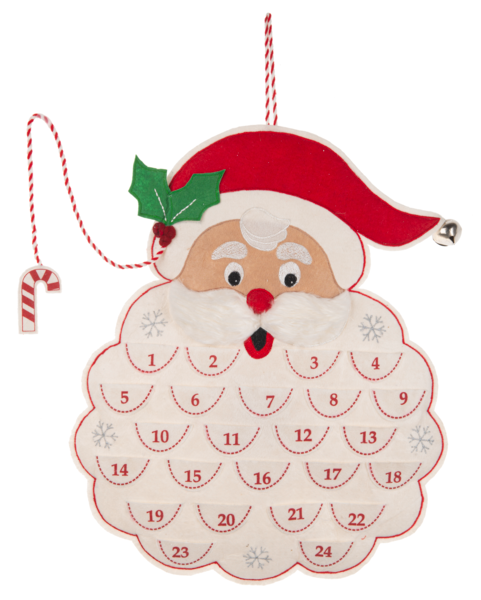 EMBROIDERED SANTA WALL ADVENT CALENDAR