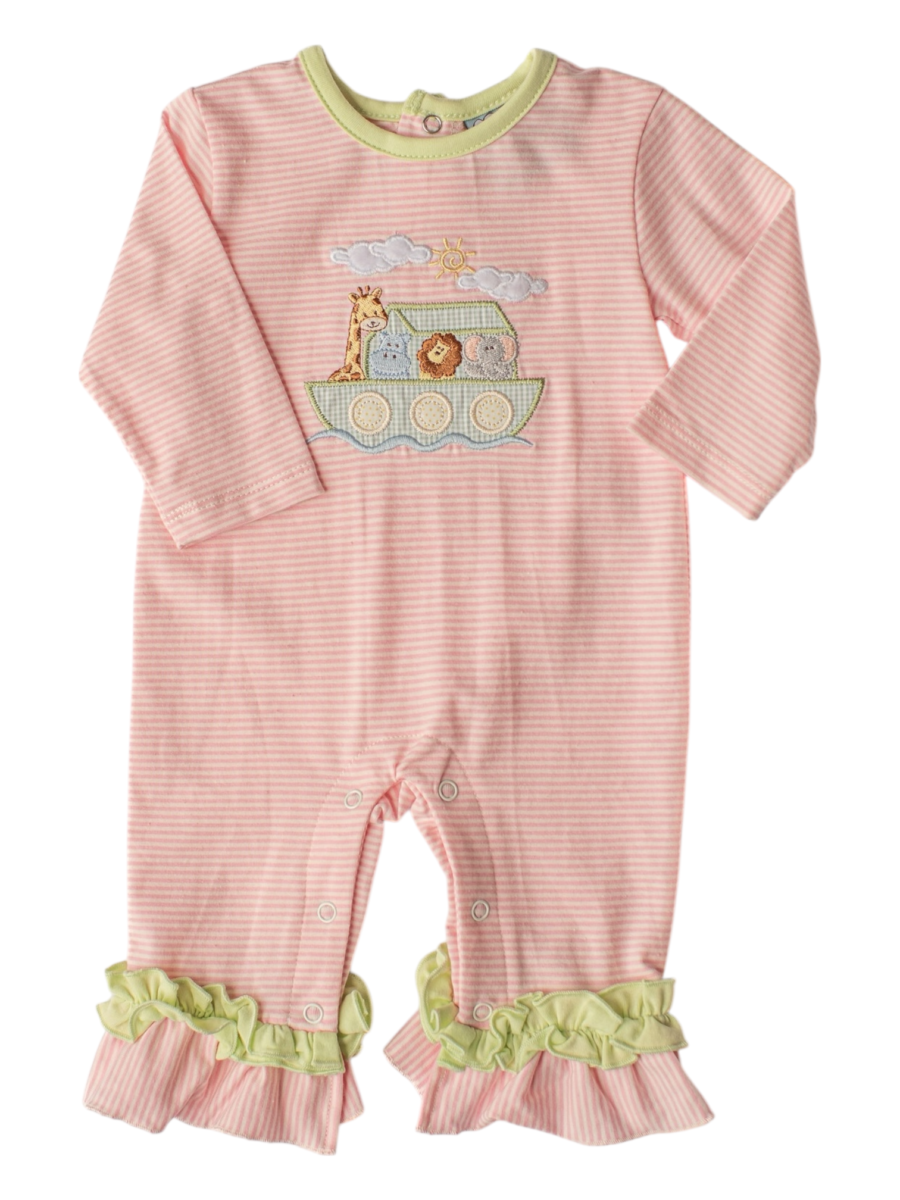 NOAH'S ARK PINK STRIPE GIRLS ROMPER