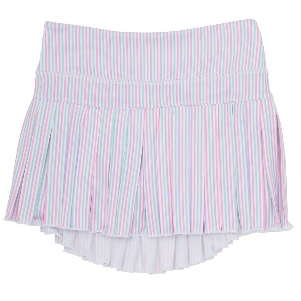 Striped skirt with ruffled bottom on a white background