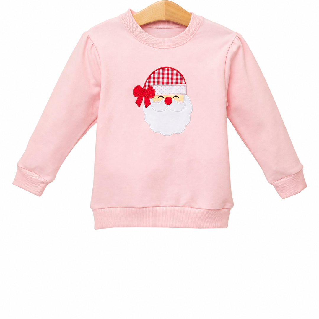 LIGHT PINK SANTA FRENCH TERRY PULLOVER