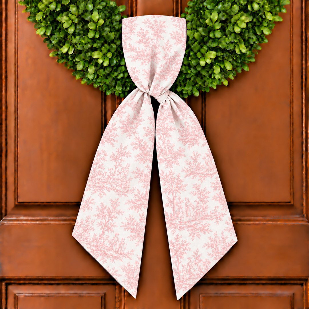 CUSTOM MONOGRAM PINK TOILE WREATH SASH