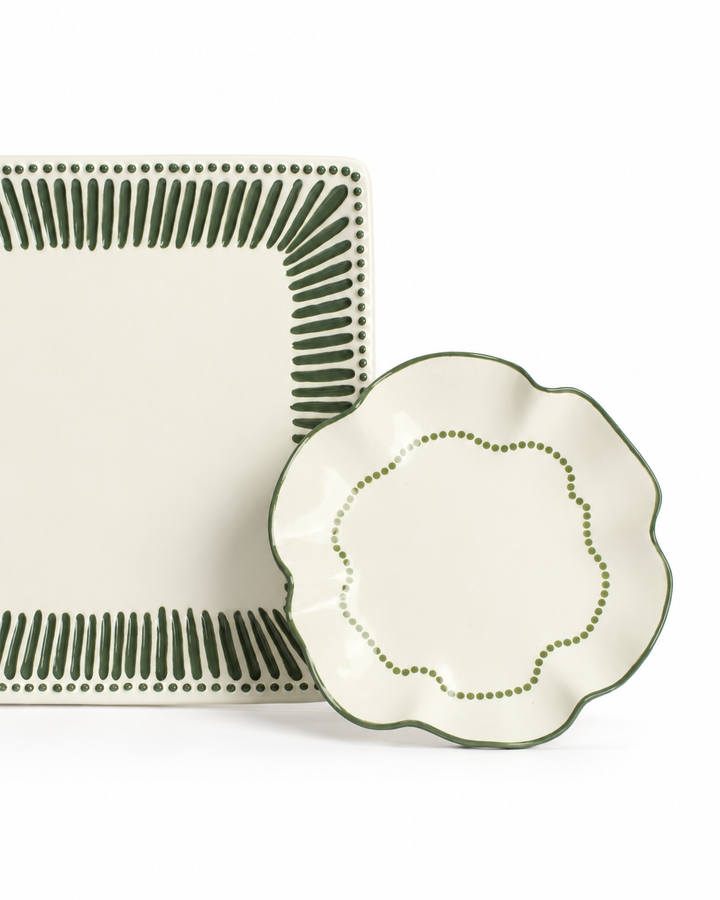 EVELYN WHITE & GREEN PLATE
