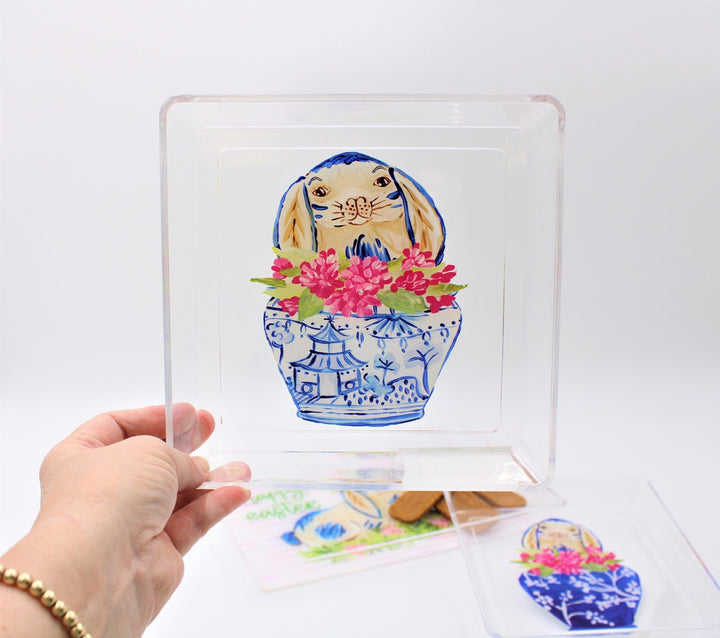 BUNNY IN POT ACRYLIC TRAY