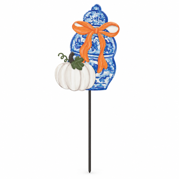 CHINOISERIE PUMPKIN TOPIARY GARDEN STAKE