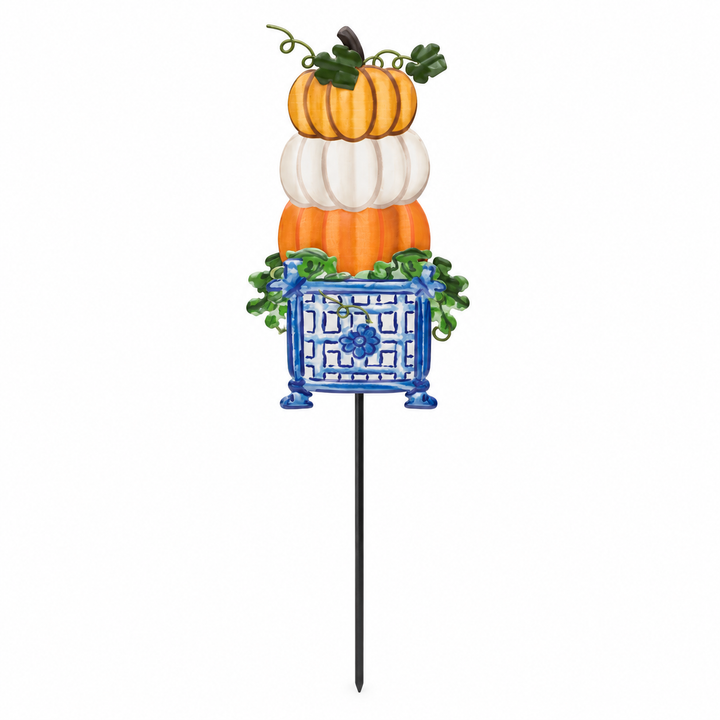CHINOISERIE PUMPKIN TOPIARY GARDEN STAKE