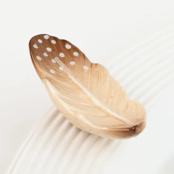 quill feather ceramic mini on plate