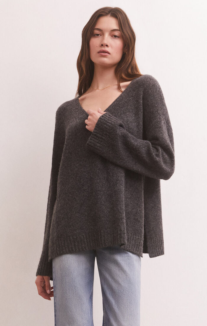 Z SUPPLY: CHARCOAL HEATHER MODERN SWEATER