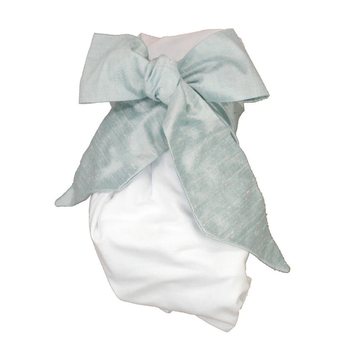 SEA BLUE SILK BOW SWADDLE