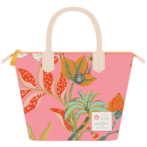 OUT OT LUNCH BAG QUEENIE TROPICAL FLORAL PINK