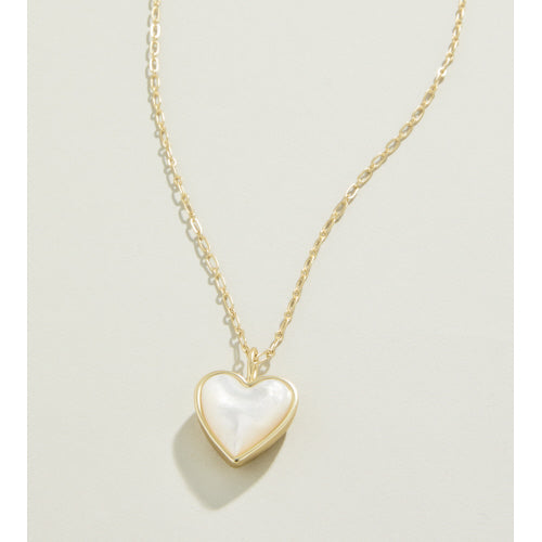 FULL HEART NECKLACE 18" MOTHER OF PEARL