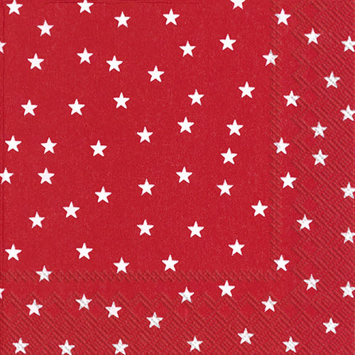 RED LITTLE STARS COCKTAIL NAPKIN