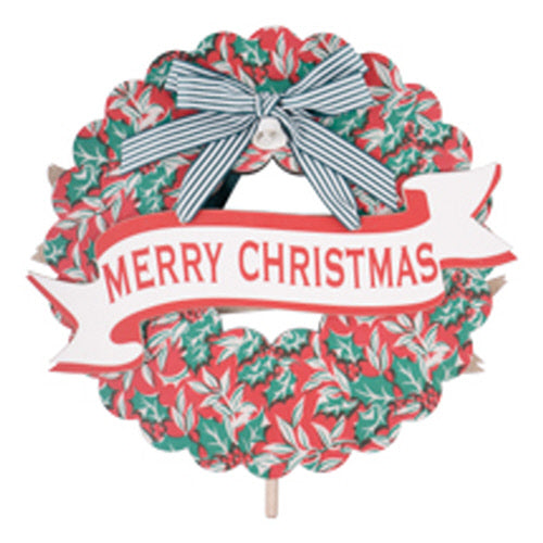 MERRY CHRISTMAS WREATH WELCOME BOARD TOPPER