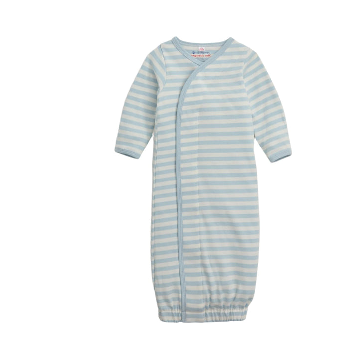 striped blue and white gown 