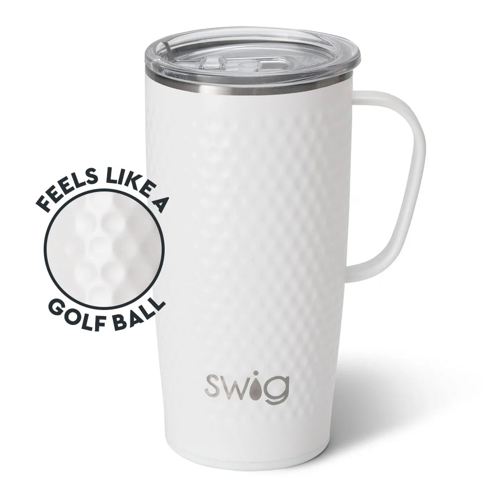 White insulated drink mug with handle designed to keep beverages cold | Walker Boutique