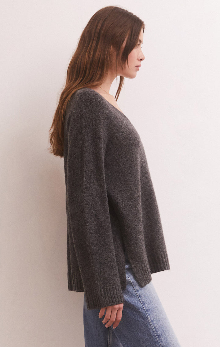 Z SUPPLY: CHARCOAL HEATHER MODERN SWEATER